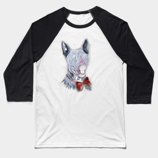 Bull Terrier With Red Bow Tie Acrylic Painting Portrait Baseball T-Shirt